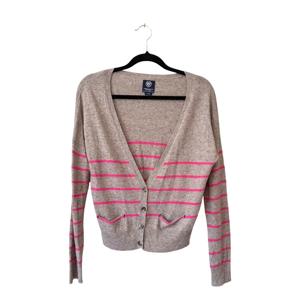 Y2K 2011‎ American Eagle Wool Blend Striped V-Neck Cardigan Sweater
